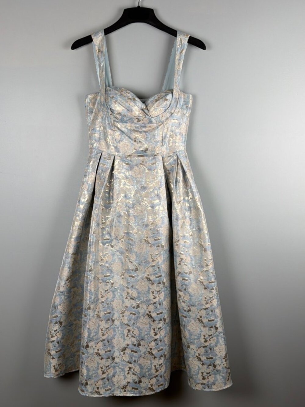 Retro Midi Dress Womens M Blue Silver Mod Rockabilly Old Money Parisian Preppy